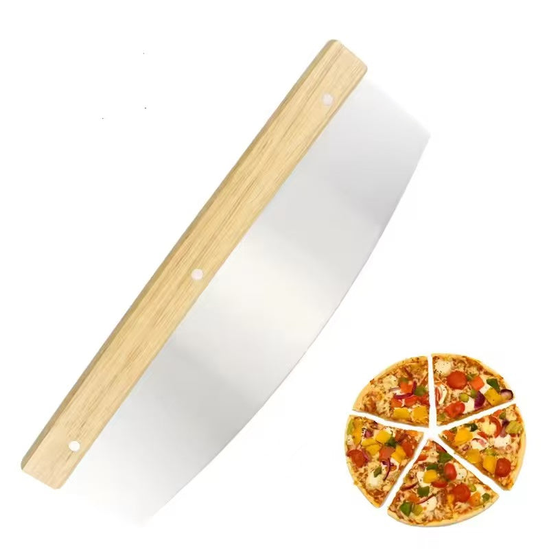 Stainless steel wooden-handle pizza cutter, bread scraper for baking