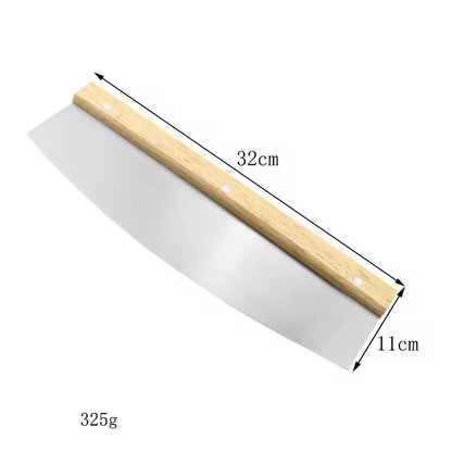 Stainless steel wooden-handle pizza cutter, bread scraper for baking