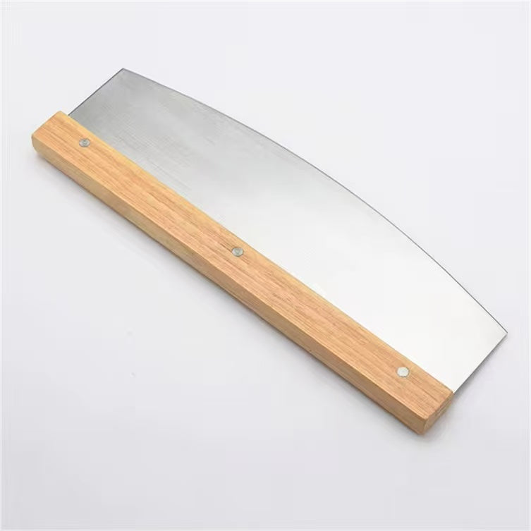 Stainless steel wooden-handle pizza cutter, bread scraper for baking