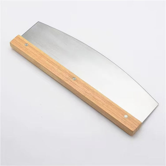 Stainless steel wooden-handle pizza cutter, bread scraper for baking