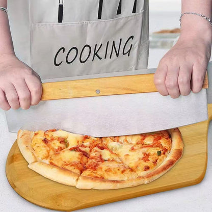 Stainless steel wooden-handle pizza cutter, bread scraper for baking