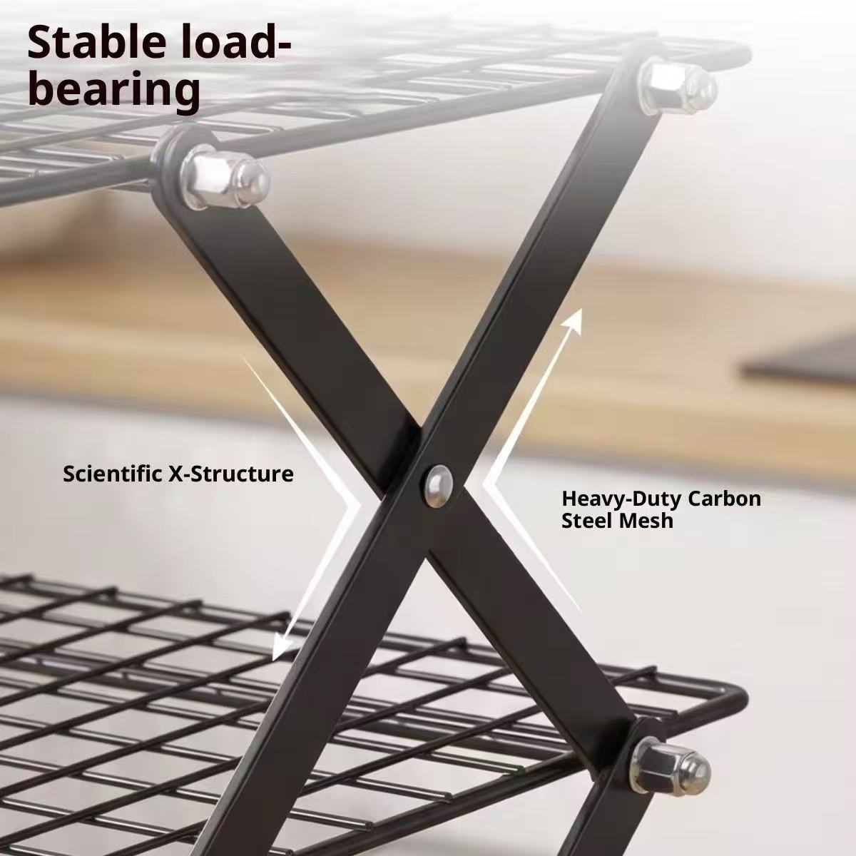 Foldable baking cooling rack, multi-level storage rack for the kitchen