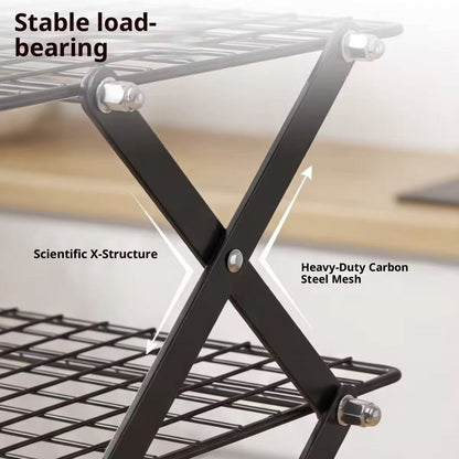 Foldable baking cooling rack, multi-level storage rack for the kitchen
