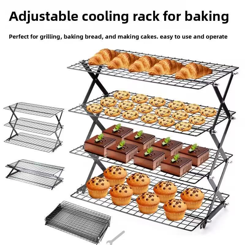 Foldable baking cooling rack, multi-level storage rack for the kitchen
