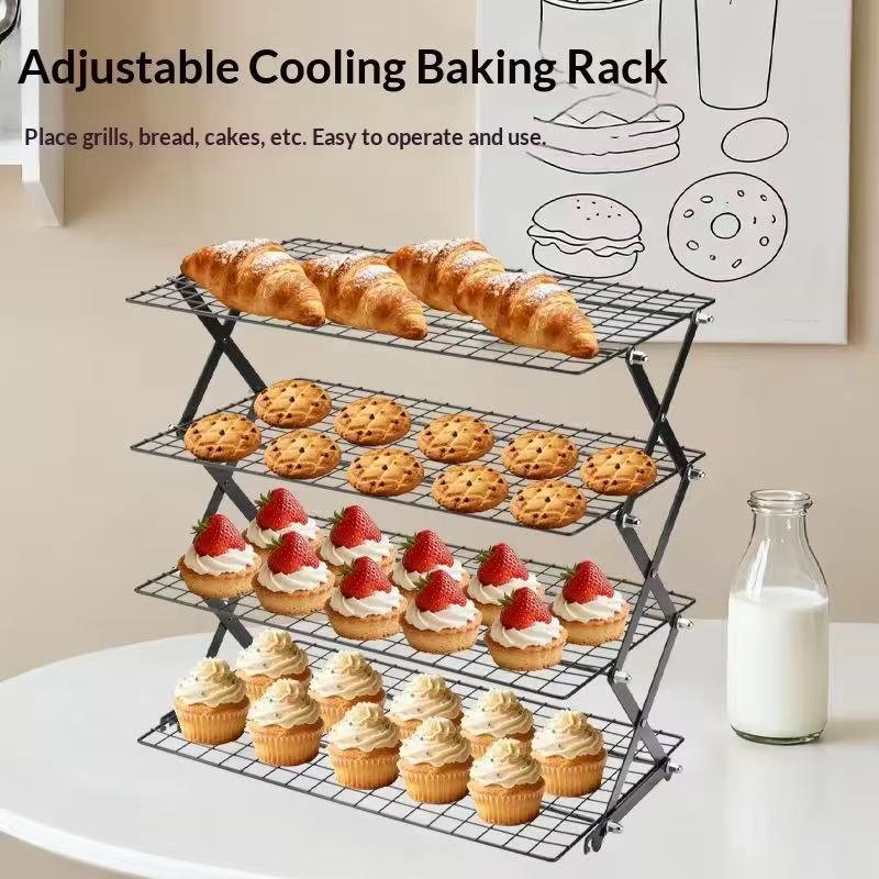Foldable baking cooling rack, multi-level storage rack for the kitchen