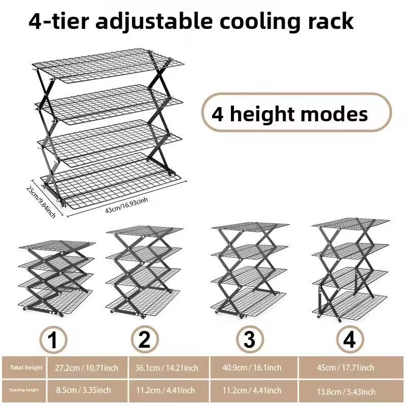 Foldable baking cooling rack, multi-level storage rack for the kitchen