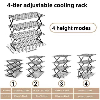 Foldable baking cooling rack, multi-level storage rack for the kitchen