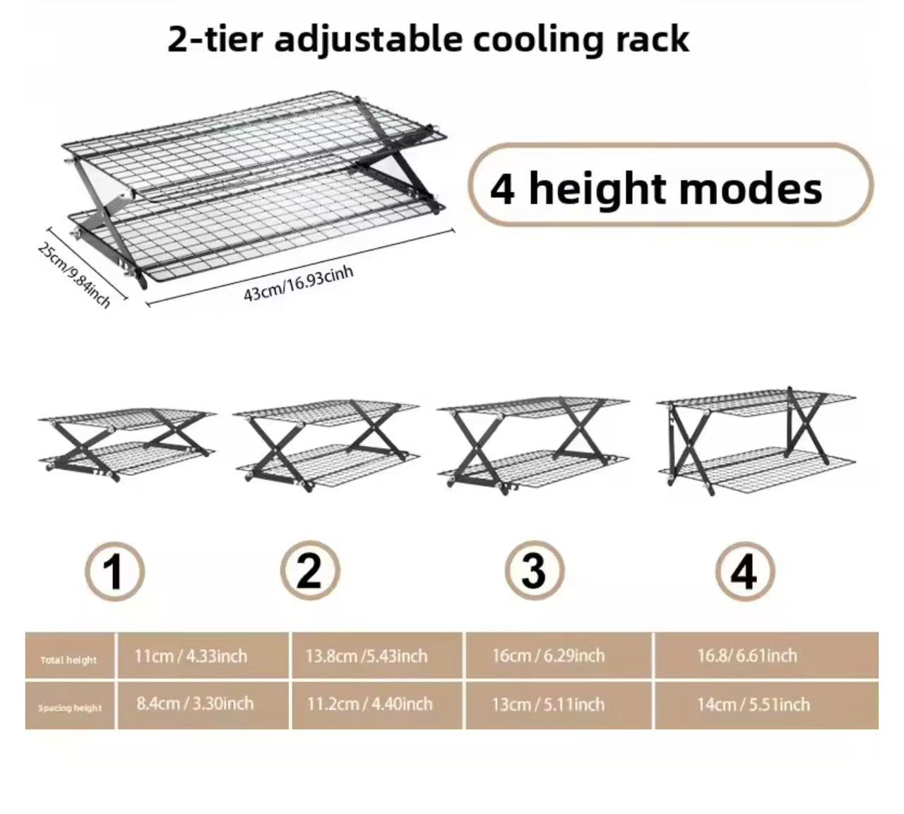 Foldable baking cooling rack, multi-level storage rack for the kitchen