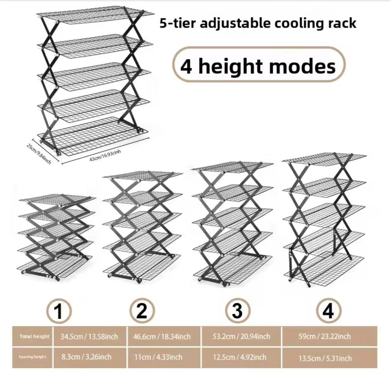 Foldable baking cooling rack, multi-level storage rack for the kitchen