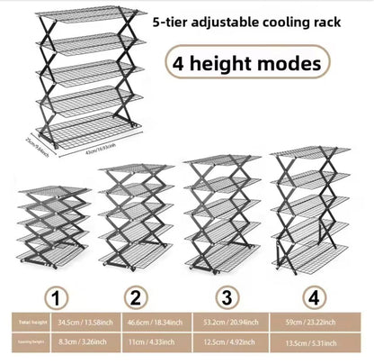Foldable baking cooling rack, multi-level storage rack for the kitchen