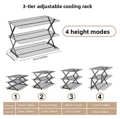 Foldable baking cooling rack, multi-level storage rack for the kitchen