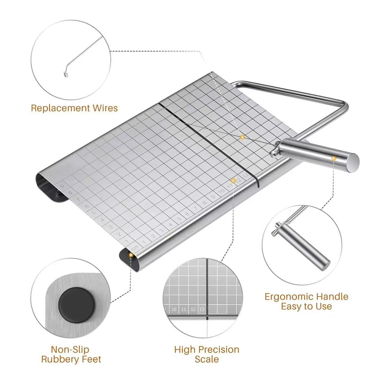 Stainless steel cheese slicer