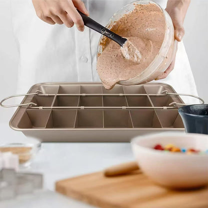 Grid-shaped brownie baking pan
