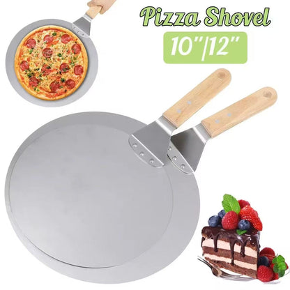 10-inch/12-inch stainless steel wooden-handle pizza tongs