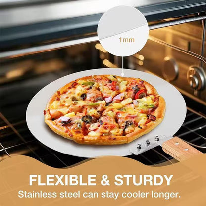 10-inch/12-inch stainless steel wooden-handle pizza tongs