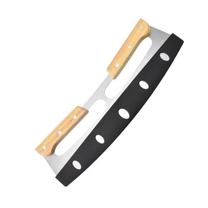 Stainless steel double-handle pizza cutter