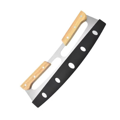 Stainless steel double-handle pizza cutter