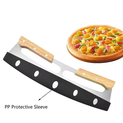 Stainless steel double-handle pizza cutter