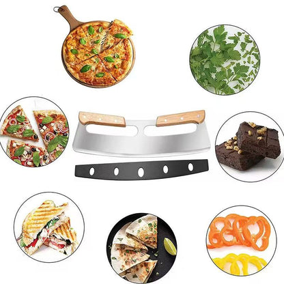 Stainless steel double-handle pizza cutter