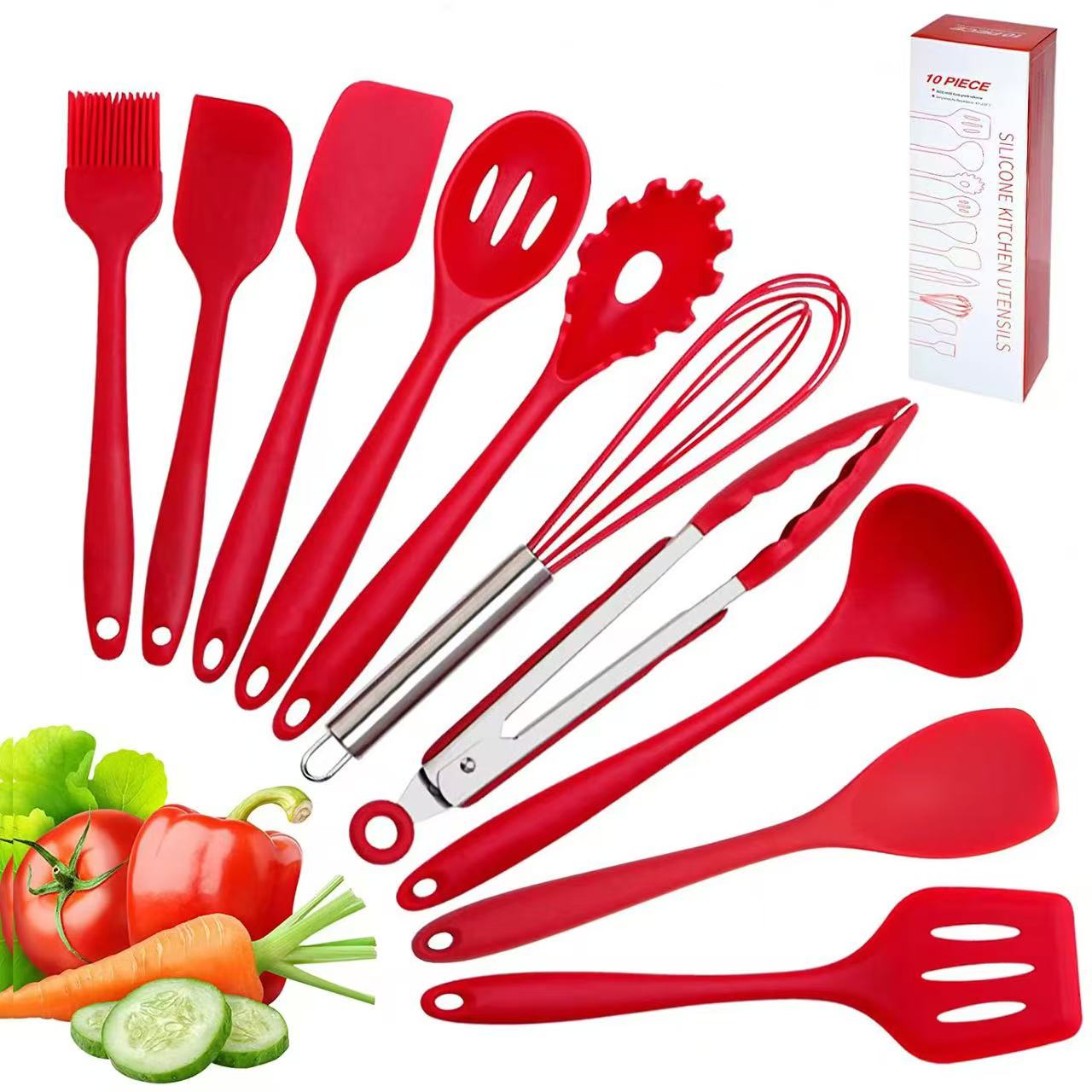 High-temperature resistant silicone kitchenware set - 10-piece set