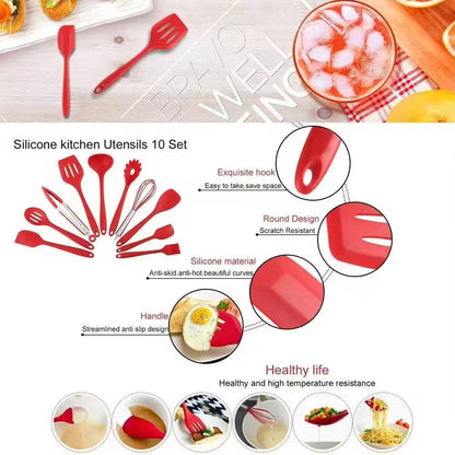 High-temperature resistant silicone kitchenware set - 10-piece set