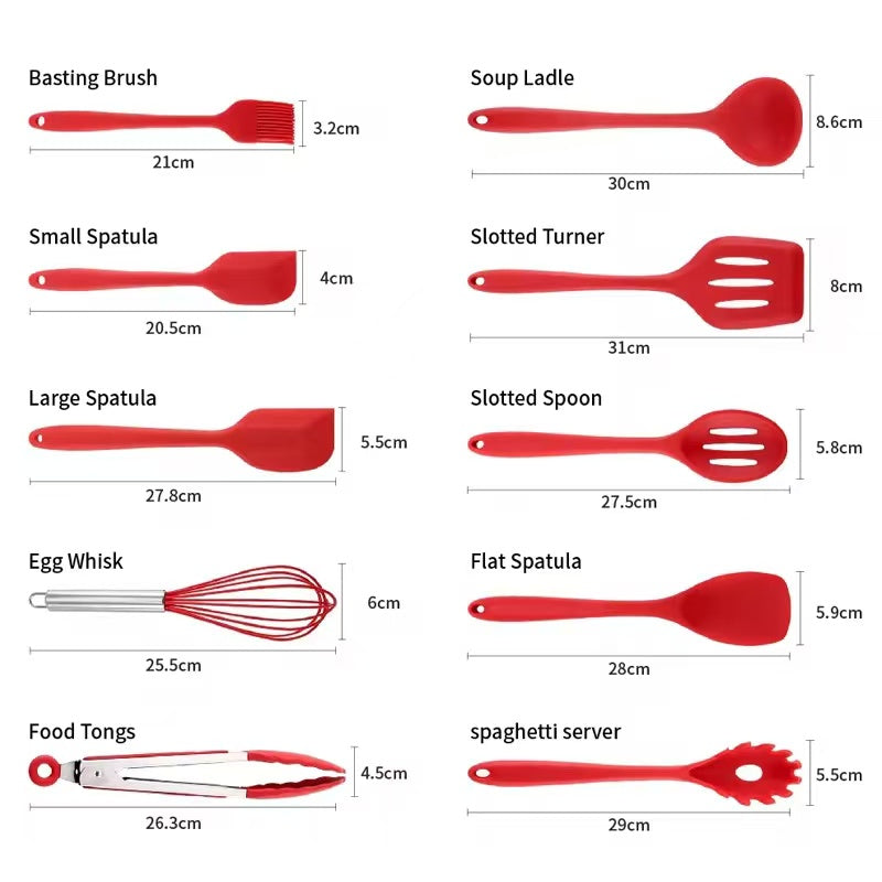 High-temperature resistant silicone kitchenware set - 10-piece set