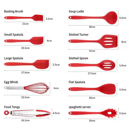 High-temperature resistant silicone kitchenware set - 10-piece set