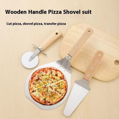 Stainless steel wooden-handle pizza shovel suit