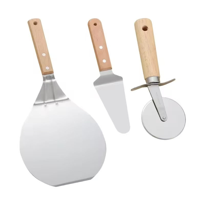 Stainless steel wooden-handle pizza shovel suit