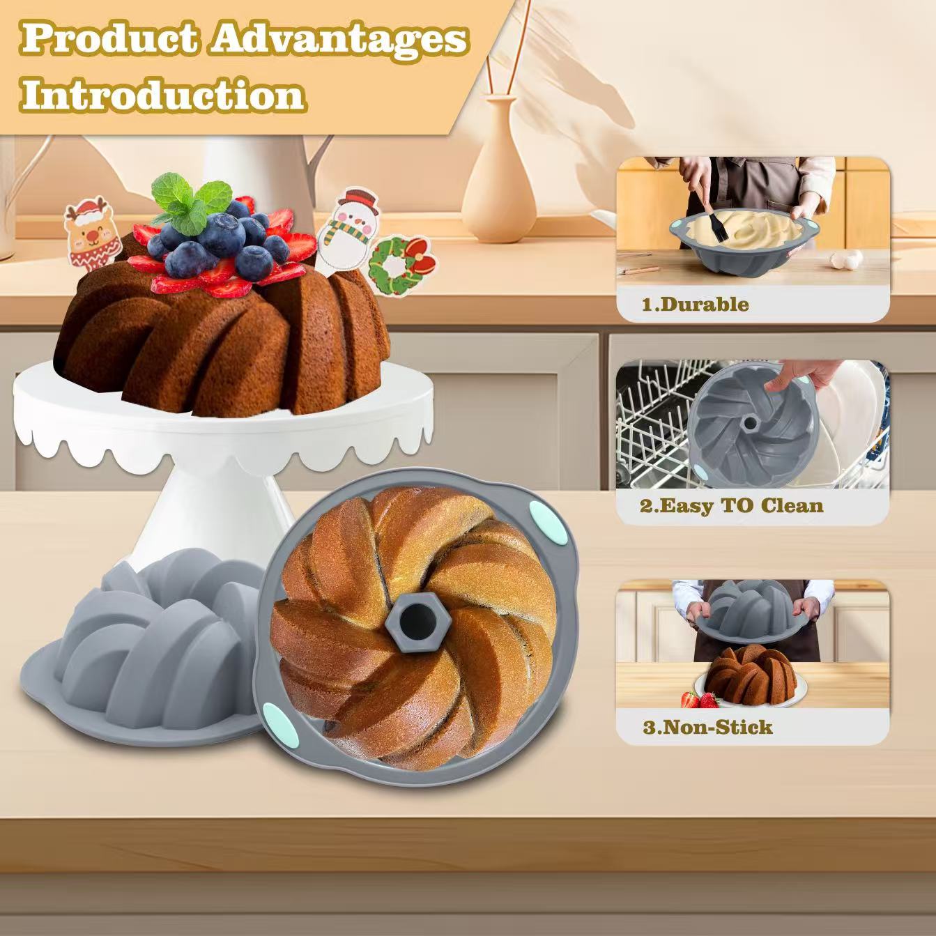 High-temperature resistant silicone cake baking pan set