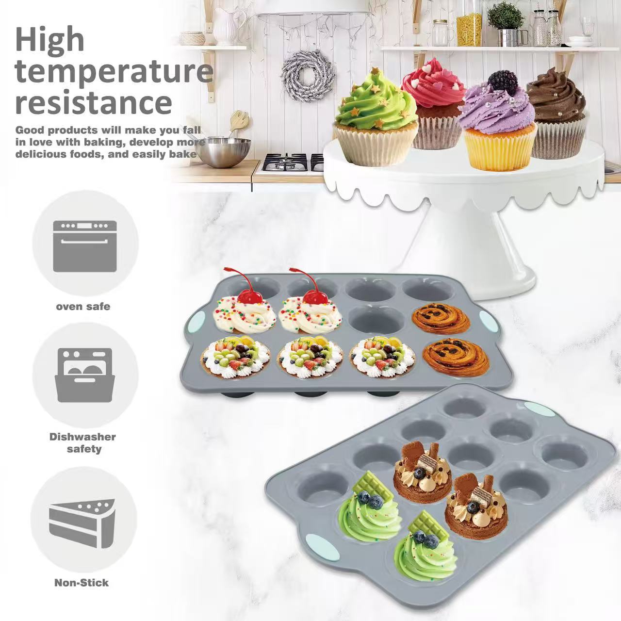 High-temperature resistant silicone cake baking pan set
