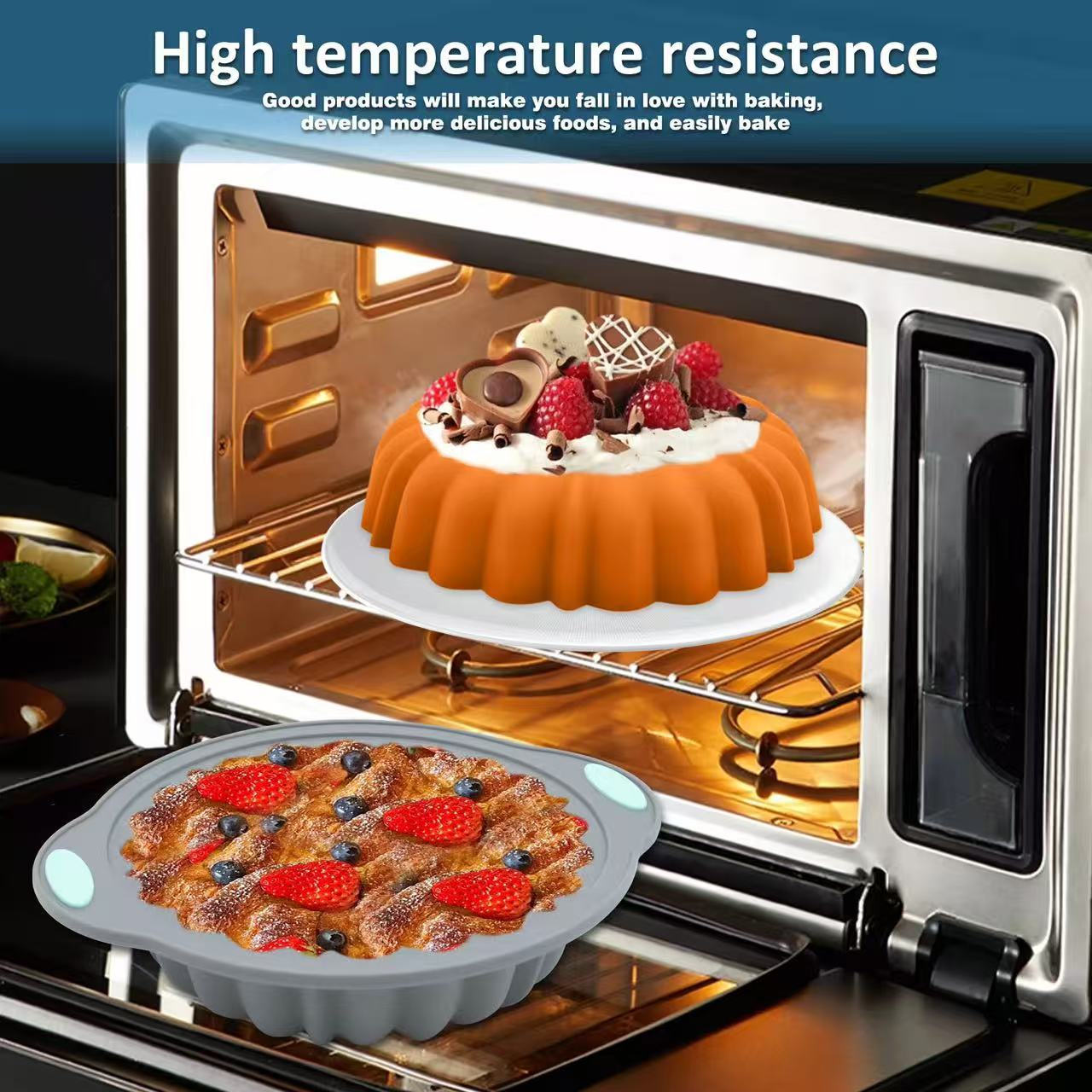 High-temperature resistant silicone cake baking pan set