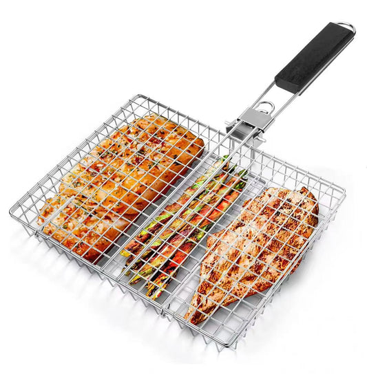 Multi-functional folding barbecue net