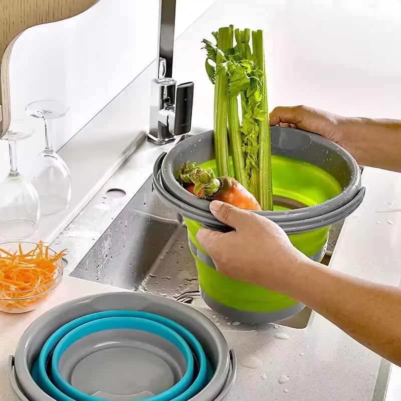 Multi-functional foldable bucket, suitable for outdoor gatherings, fishing, car washing, and household use