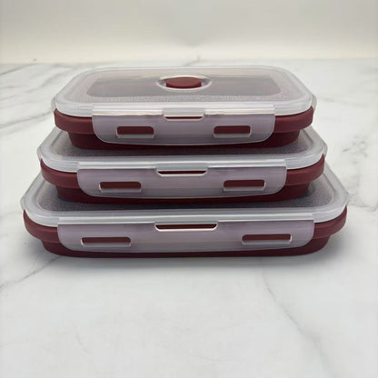 Foldable high-temperature-resistant food-grade silicone food storage container, refrigerator storage box, convenient outdoor packing box