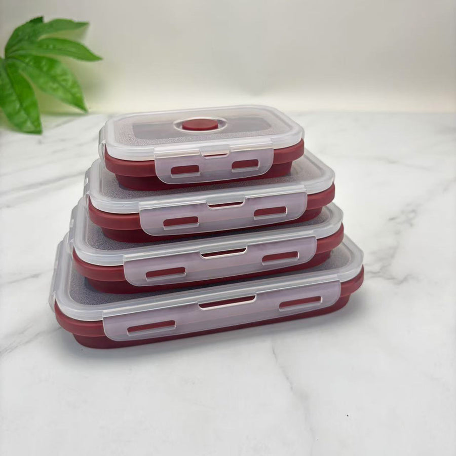 Foldable high-temperature-resistant food-grade silicone food storage container, refrigerator storage box, convenient outdoor packing box