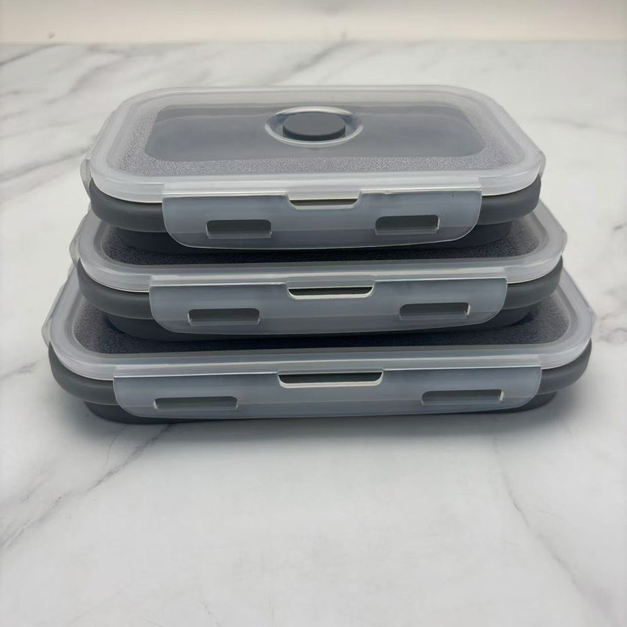 Foldable high-temperature-resistant food-grade silicone food storage container, refrigerator storage box, convenient outdoor packing box