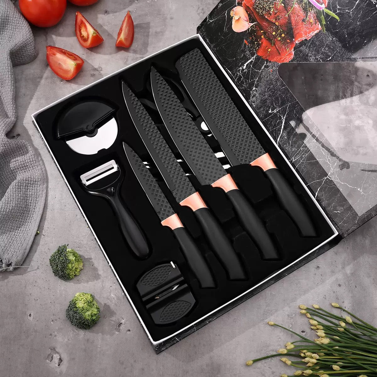Stainless steel kitchen knife set - 15-piece set