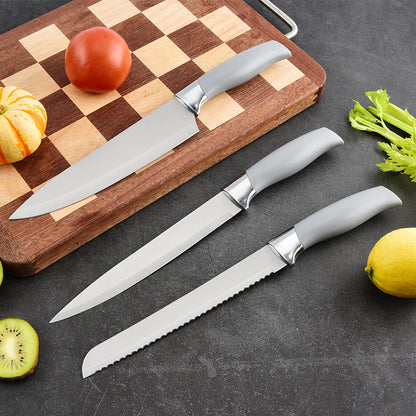 Stainless steel kitchen knife set - 6-piece set with knife holder