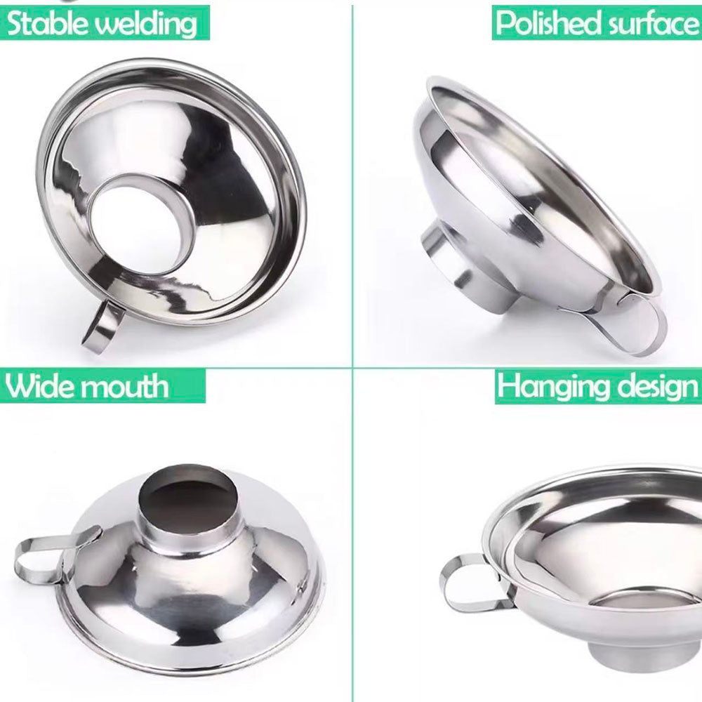 Stainless steel wide-mouth funnel