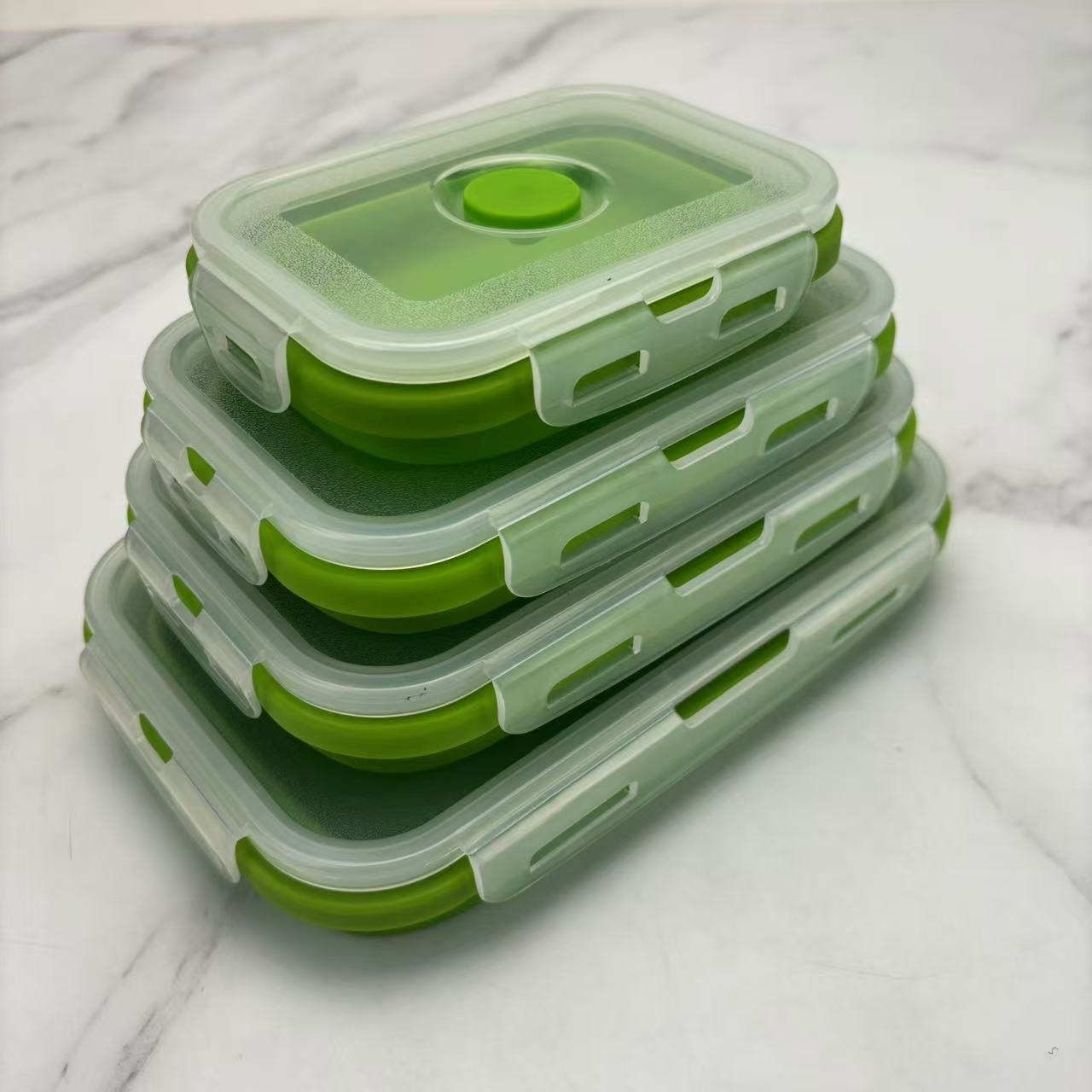 Foldable high-temperature-resistant food-grade silicone food storage container, refrigerator storage box, convenient outdoor packing box
