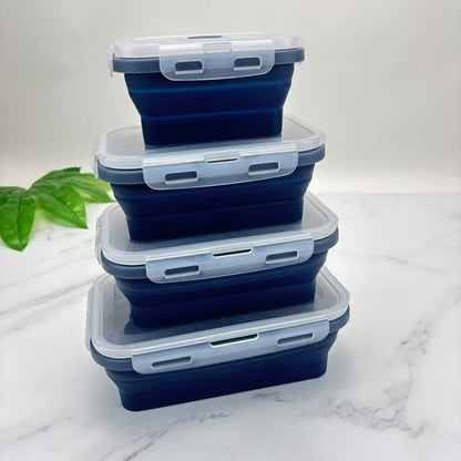 Foldable high-temperature-resistant food-grade silicone food storage container, refrigerator storage box, convenient outdoor packing box