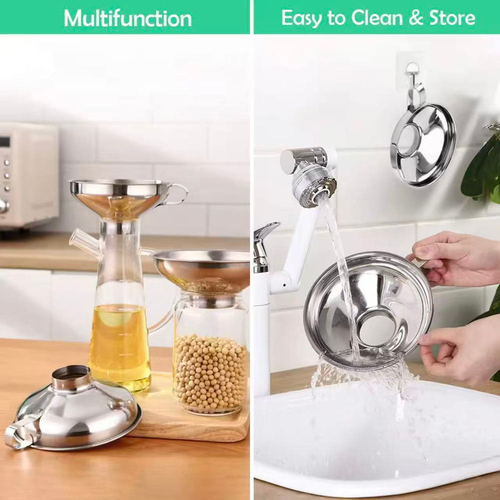 Stainless steel wide-mouth funnel