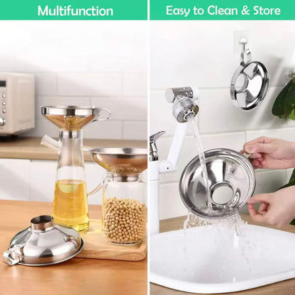 Stainless steel wide-mouth funnel