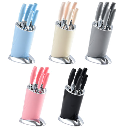 Stainless steel kitchen knife set - 6-piece set with knife holder