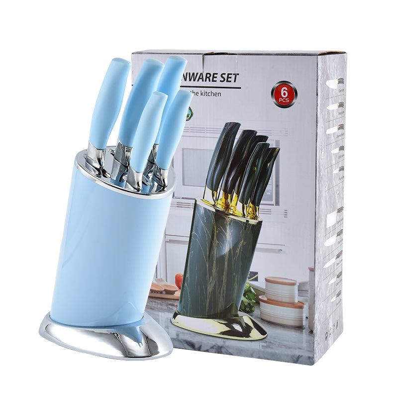 Stainless steel kitchen knife set - 6-piece set with knife holder