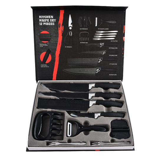 Stainless steel kitchen knife set - 12-piece set