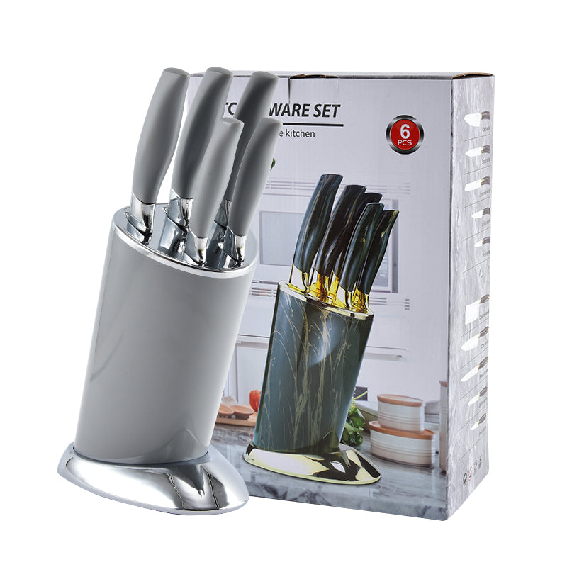 Stainless steel kitchen knife set - 6-piece set with knife holder