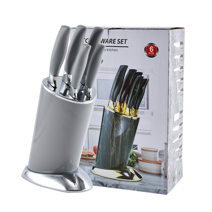 Stainless steel kitchen knife set - 6-piece set with knife holder