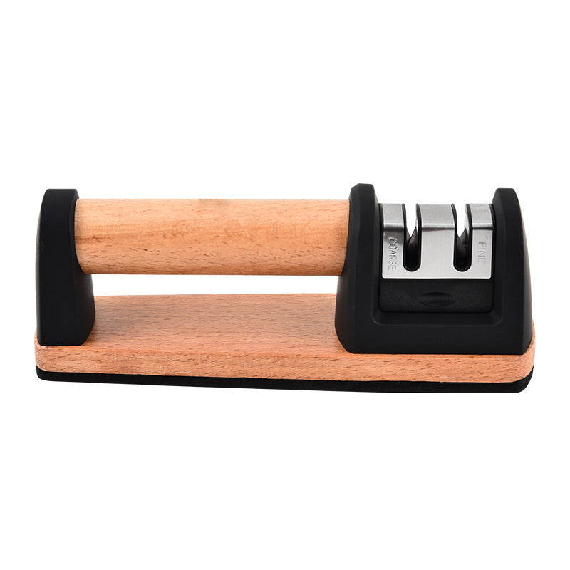 Wood-handled household kitchen knife sharpener